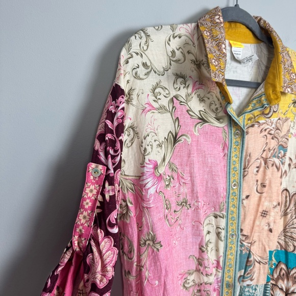 AGUA BENDITA | Chrissy Merzin Button Front Shirt Coverup Dress Women’s Size M - Picture 5 of 11